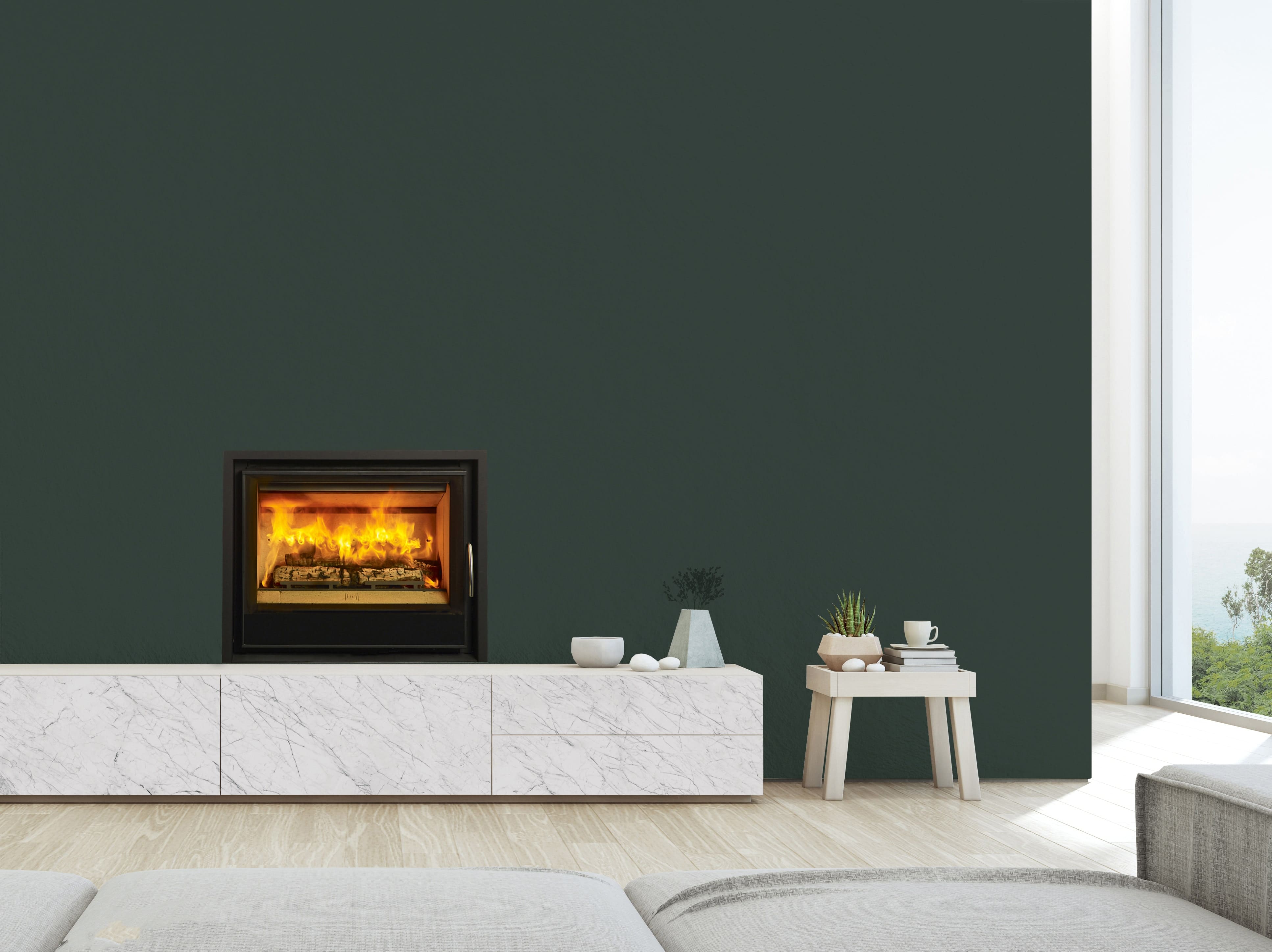 Photo of a wood  built-in fireplace