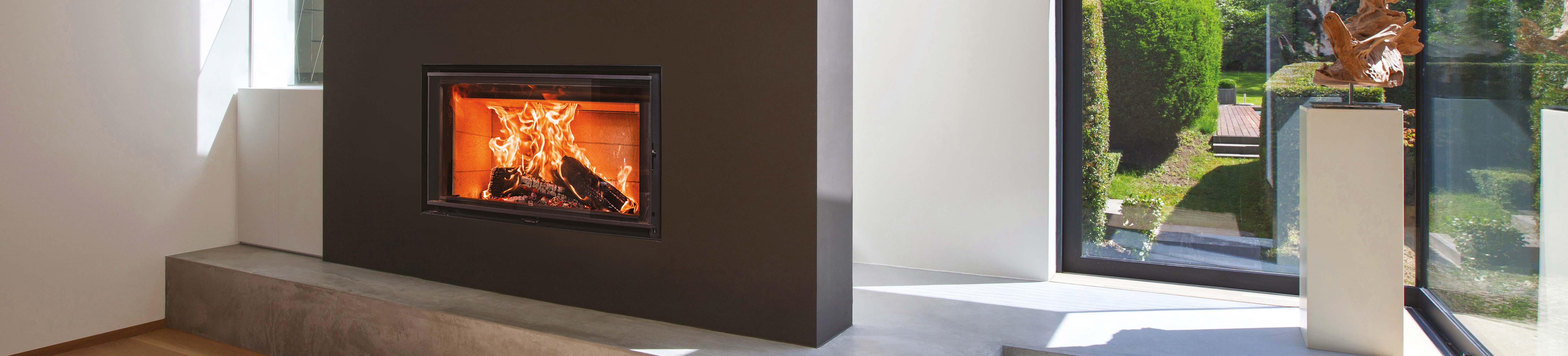 Photo of a wood  built-in fireplace